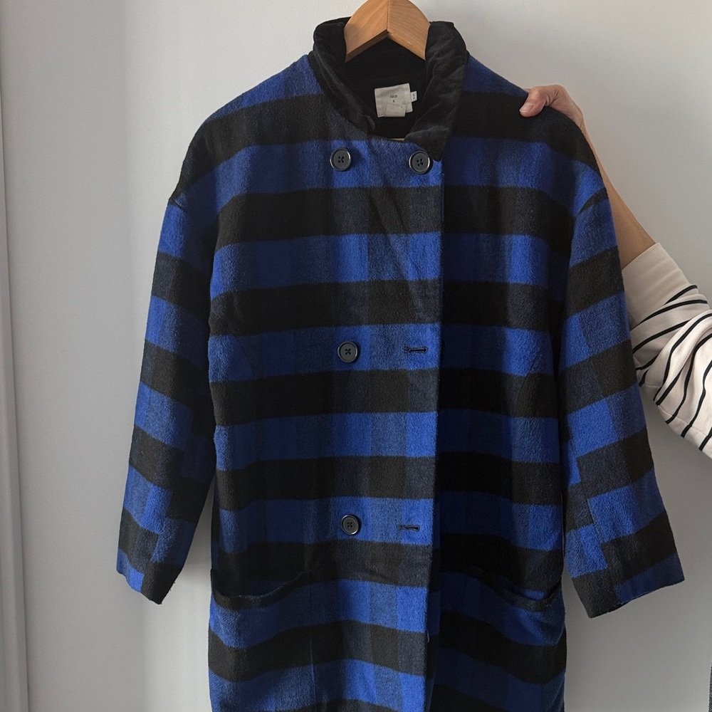 Alice & UO Blue and Black Striped Coat
